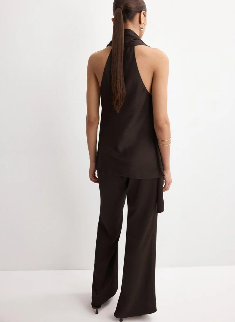 مانجو Satin straight-fit trousers